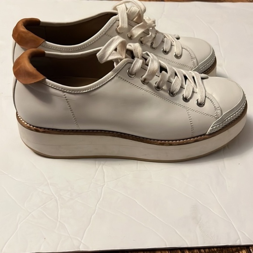 FLAMINGOS Leather Tatum White Platform Sneakers - Picture 3 of 13